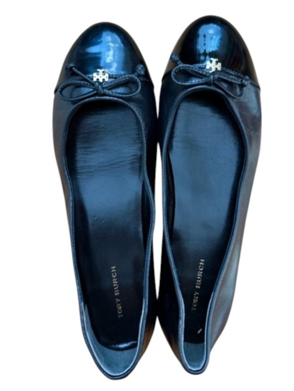 Tory Burch Black Patent Cap-Toe Ballet Flats - Picture 3 of 9